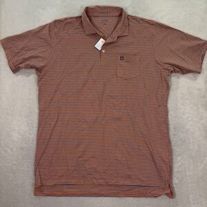 B. Draddy Mens XXL Polo Shirt Orange Blue Striped BDK02 Pima Cotton Golf Sport